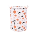 Collapsible laundry basket with sports ball patterns like basketball and soccer - Ball