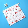 30x30cm pure cotton gauze baby square towel with cute strawberry and fruit prints - 【little Strawberry】