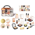 Pink pretend play makeup set for girls with heart-shaped mirror and storage case - Black Nail Art + Spray [17PCS] English Storage Box