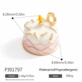 Alloy cake charm with pink enamel finish and gold loop for DIY jewelry making - Cake Candle Style (PJ91797)