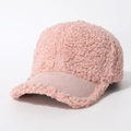 Stylische rosa Fleece-Baseballkappe für Damen aus warmem strukturiertem Material - Rosa-Stil 2 (Lammrolle)