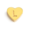 Golden heart-shaped stainless steel bead with letter L engraving for DIY jewelry - Letter L (Gold)
