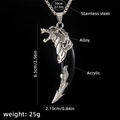 Wolf tooth pendant necklace in silver and black with 70cm stainless steel chain - Wolf Tooth No.20 + 70cm Steel Chain