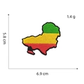 Detailed view of Africa map embroidery patch with dimensions 5.8cm x 6.9cm and weight 1.4g - Style 6 (Africa Map)