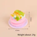 Pink waffle cream cake keychain with fruit jam detail, size 4.0cm x 3.0cm - Gold Bead Chain / 038 Banana Fruit Cake