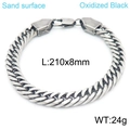 Bracelet gourmette 8mm en acier inoxydable noir oxydé avec une finition mate sablée - Bracelet Noir Oxydé (KB162975-KFC) / Noir Sablé Oxydé