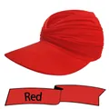 UV protection red pleated sun visor hat with wide brim and elastic fabric - One Size / Red