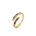 Gold-plated adjustable ring featuring vibrant rainbow zircon stones in a wrap design - Rainbow Square Zircon