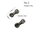 Macro detail of 16mm retro silver Vajra beads with 2mm hole for DIY jewelry making - 2# Vajra Pestle
