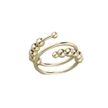 Macro detail of golden anxiety ring with rotating metal beads and adjustable open band - Gold 10 Beads 2 Heads