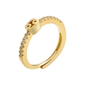 Detail of 18K gold Cancer zodiac ring with clear sparkling cubic zirconia accents - Cancer / Gold