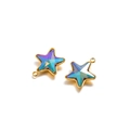 Star-shaped stainless steel pendant with blue purple gradient crystal and gold frame - Blue Multicolor
