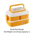 Orange double-layer rabbit bento box for kids with handle and 1L capacity - Small / Yellow