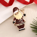 Holiday Santa Claus brooch with Holiday Cheer engraving and enamel martini glass - BR0052-Martini Santa