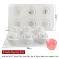 6-cavity rose silicone mold for DIY candles and cakes, 295x172mm size with floral detail - 6-Cavity Budding Rose