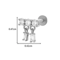 Silver F136 titanium labret stud with hanging clear zircons and 0.42cm width - 0194-8# Silver Bar Rectangular Dangle