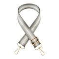 Adjustable woven strap with grey silver glitter stripes and gold metal hardware - Gold Buckle / Gray