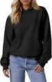 Women's oversized black drawstring hoodie with dropped shoulders and a kangaroo pocket - Black