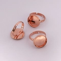 Adjustable rose gold round bezel tray rings for DIY jewelry making in electroplated finish - 8mm / Rose Gold