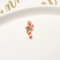 Christmas candy cane pendant in red and white alloy enamel for DIY jewelry making - 32# Candy Cane (8*18mm)