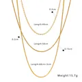 Detailed size chart showing lengths and weights of the layered stainless steel necklace - Geometric Layered Triple Style (NB-N1367)