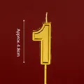 Golden number 1 birthday candle with metallic finish, 4.8cm height for cake decoration - New Number 1 Golden Candle