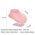Pink velvet portrait necklace display stand with detailed dimensions 15x20x18cm - Medium Necklace Bust Stand