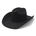 Sombrero vaquero clásico de ante negro con ala ancha y corona estructurada tradicional - M (56-58cm) / Negro