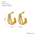 Unregelmäßige, mehrlagige C-Form-Creolen aus 18K vergoldetem Edelstahl für Damen - Dreilagiges Verflochtenes Design (ZE1468G)