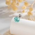 Minimalist hex-cut turquoise stud earring with silver titanium screw back disk - Paraiba Blue Hexagon Zirconia Style (A923-6)