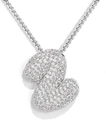 Sparkling silver-tone letter Z pendant necklace with zircon stones on a box chain - Letter Z / Silver