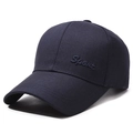 Berretto da baseball sportivo blu marina da uomo con ricamo laterale e visiera rigida - Regolabile / Blu navy