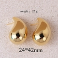 Polished gold teardrop earrings in a large 24x42mm size weighing 25g per pair - Large / Gold