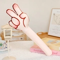 Plush long pillow in white V-sign victory gesture shape with soft red outlines - Scissors (V-Sign) / 43cm