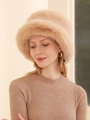 Chapeau bob en fausse fourrure de renard marron clair pour chaleur hivernale femme - M (56-58cm) / Kaki