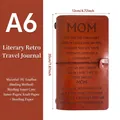 A6 Reddish Brown PU Leather Traveler Notebook with Mother Poem Engraving and String Binding - To MOM / Brown