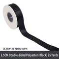2.5cm wide black matte cotton ribbon roll for gift wrapping and flower decoration - Double-faced Polyester / 2.5cm Wide * 25 Yards / Black