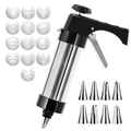 Set sparabiscotti in acciaio inox con 13 trafile e 8 beccucci per pasticceria fatta in casa - Set Sparabiscotti in Acciaio Inox (13 Dischi + 8 Beccucci)
