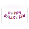 16 inch Happy Halloween foil balloon set in pink, purple, and gold metallic finish - Purple & Silver & Rose Gold