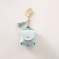 Lichtblauwe PU-lederen mini rugzak sleutelhanger met kwastje en gouden ring - AirPods 1/2e generatie / Blauw