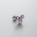 Zilveren titanium stalen strik oorknopje met paarse en witte zirkoon kristallen - Zilver Paars Wit Zirkoon Strik Stijl (A53-3#)