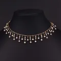 Elegante collana placcata oro 18K con ciondoli a nappa in perle d'acqua dolce su modello - Stile Nappina in Perle (珍珠流苏项链)