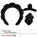 Black plush spa headband set including cloud headband, claw clip and wristbands - 5-black Terry Cloth Four-piece Set