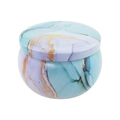 Marbled drum-shaped tin jar in blue, purple and gold tones for scented candles - 75*50MM C86 Teal Marble Empty Tin