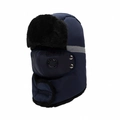 Colbacco blu scuro con fodera in ecopelliccia e maschera con valvola di respirazione - Taglia unica / Blu navy