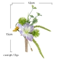 Lavender orchid wedding boutonniere with green leaves and twine-wrapped stem - Lilac Purple