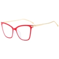 Classic red cat eye frame sunglasses with thin gold metal temples for women - Red