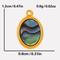 Pendentif ovale en nacre d'abalone et acier inoxydable 304 doré avec dimensions - Pendentif ovale en nacre d'abalone dorée