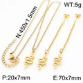 Set di gioielli a serpente vintage dorati con collana e orecchini a pendente lucidi - Set di Gioielli a Serpente Dorato (KS198106-Z)
