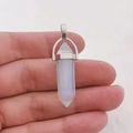 Handgemaakte zeshoekige opalen kristallen hanger met zilveren sluiting voor sieraden - Opalite
